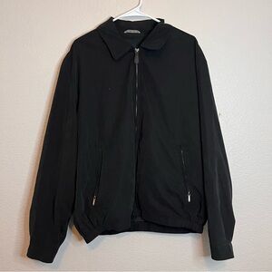 Vintage London Fog Mens Black Windbreaker Bomber Coat Size Large Zip Up Jacket